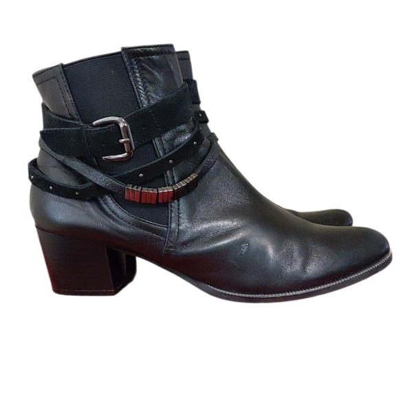 Regarde Le Ciel Black Leather Ankle boots Women's Black Booties Size 10 - Picture 5 of 12